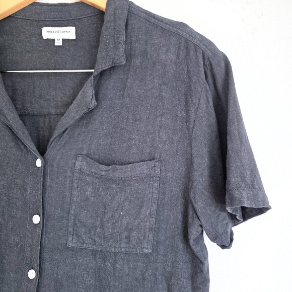 Thread & Supply Black Button-Up Blouse - Picture 2 of 6